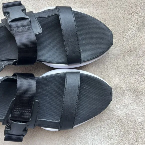 Sorel Kinetic Impact Black &amp; White Slingback Comfort Sandal Shoes Women US 7.5