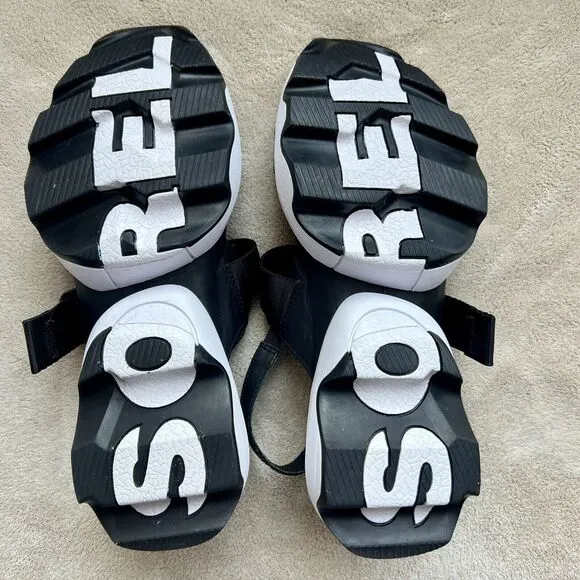 Sorel Kinetic Impact Black &amp; White Slingback Comfort Sandal Shoes Women US 7.5