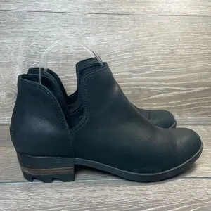 Sorel Lolla Cut Out Women’s Size 8 Black Leather Waterproof Slip On Ankle Boots