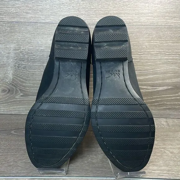 Sorel Lolla Cut Out Women’s Size 8 Black Leather Waterproof Slip On Ankle Boots