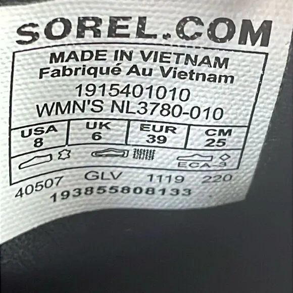 Sorel Lolla Cut Out Women’s Size 8 Black Leather Waterproof Slip On Ankle Boots