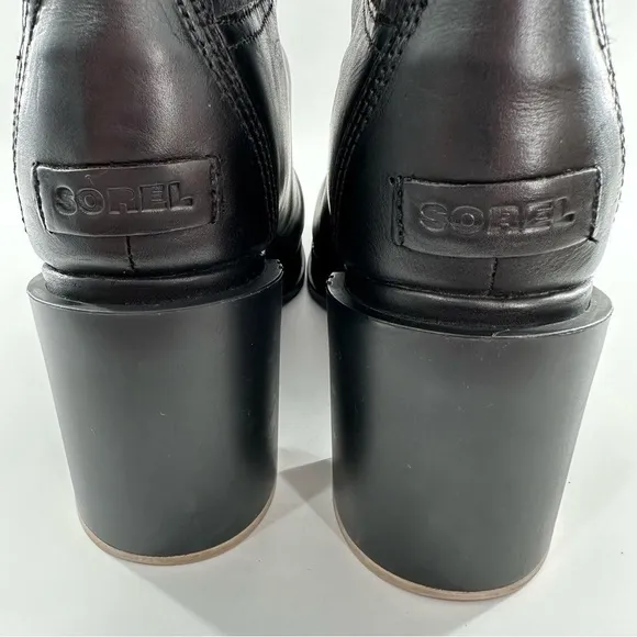 Sorel Margo Chelsea ankle booties size 10.5  41.5 black leather chunky boots