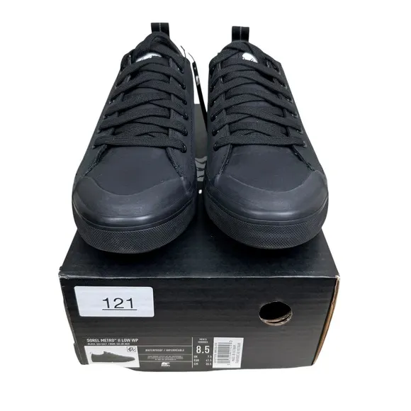 SOREL Men Metro II Sneakers Waterproof Lace Up Low Top Black Sea Salt Size 8.5
