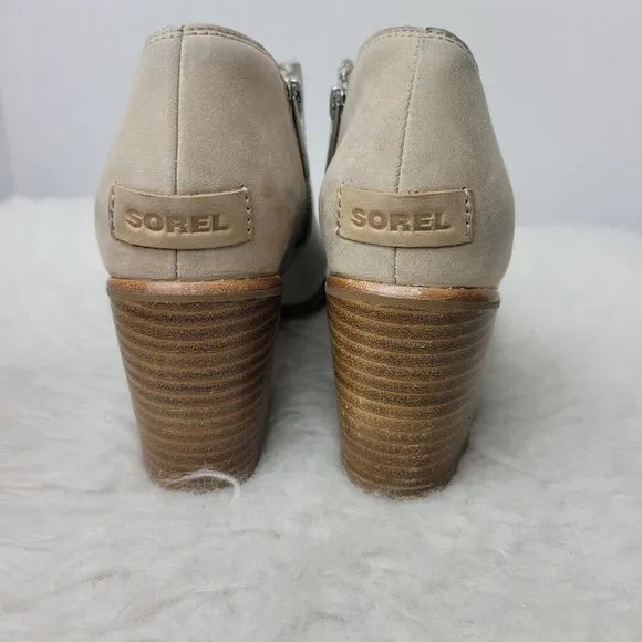 Sorel Nadia Tan Leather Womens Bootie Shoes Size 7.5