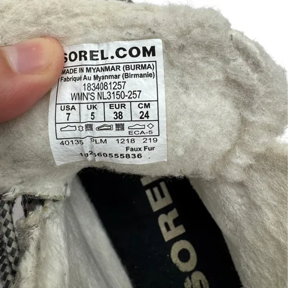 Sorel NL3150-257 Women's Gray Olive Green Faux Fur Snow Ankle Boots Size US 7