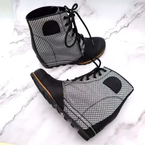 Sorel PDX Lexie 1964 Premium Wedge Heel Bootie Gray Silver Black Size 7