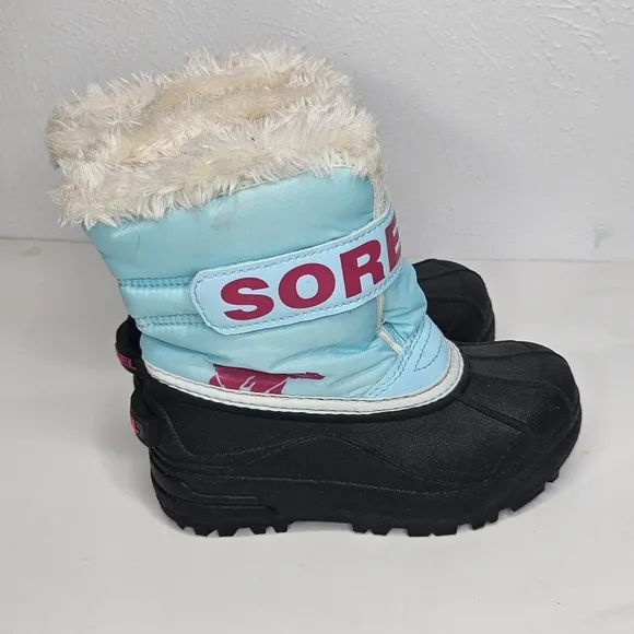 Sorel Snow Commander Winter Boots Ocean Surf/Cactus Pink Little Girls  Size 11