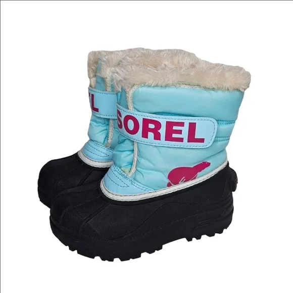Sorel Snow Commander Winter Boots Ocean Surf/Cactus Pink Little Girls  Size 11