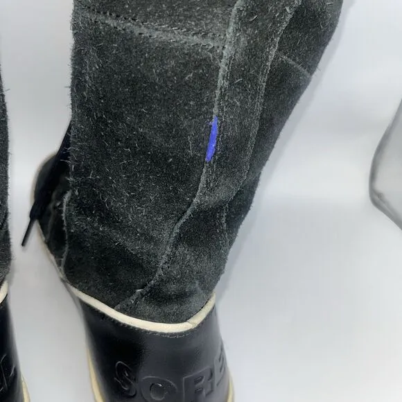 SOREL Tivoli High II Leather NL 2093-010 Black Waterproof Snow Boots Size 7 Used