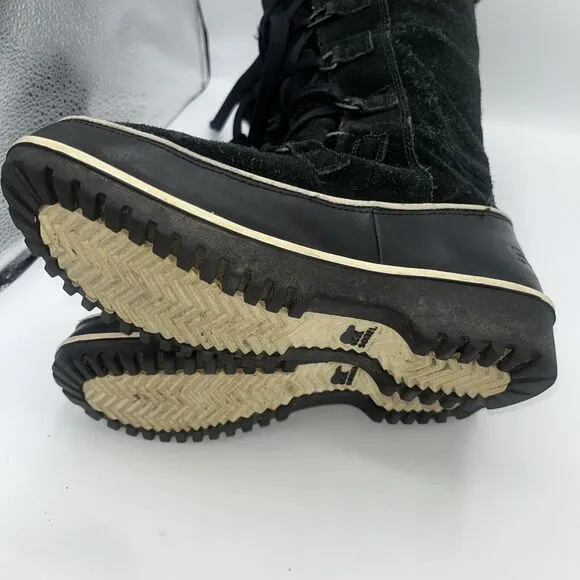 SOREL Tivoli High II Leather NL 2093-010 Black Waterproof Snow Boots Size 7 Used