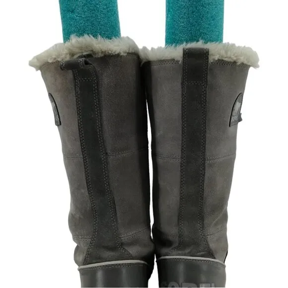 Sorel Tivoli IV Gray Suede Winter Faux Fur Snow Boots Size 9 Rubber Calf Snow