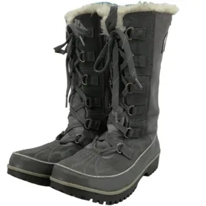 Sorel Tivoli IV Gray Suede Winter Faux Fur Snow Boots Size 9 Rubber Calf Snow