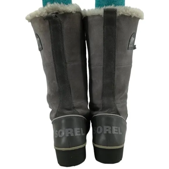 Sorel Tivoli IV Gray Suede Winter Faux Fur Snow Boots Size 9 Rubber Calf Snow