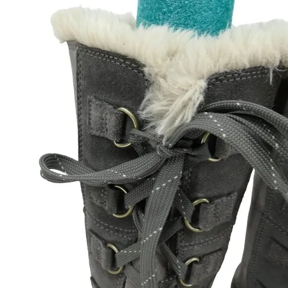 Sorel Tivoli IV Gray Suede Winter Faux Fur Snow Boots Size 9 Rubber Calf Snow