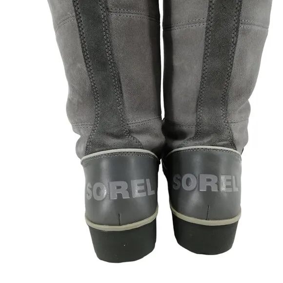 Sorel Tivoli IV Gray Suede Winter Faux Fur Snow Boots Size 9 Rubber Calf Snow