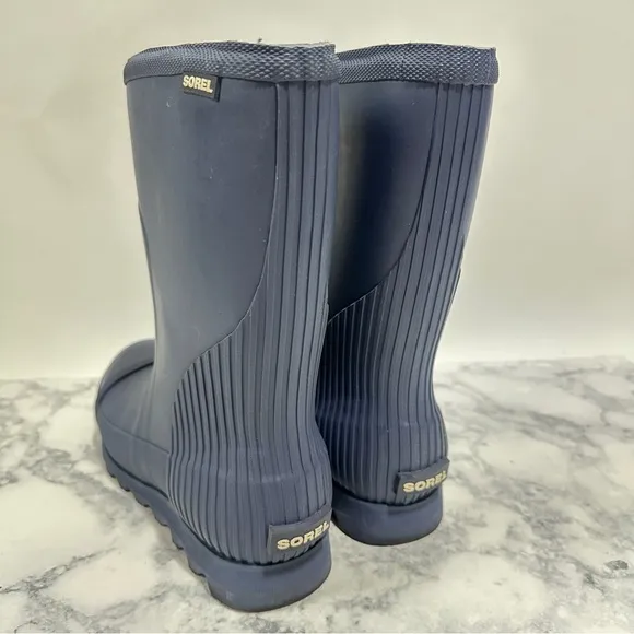 Sorel Women's Joan Rain Short matte blue mid calf water Boots size 10