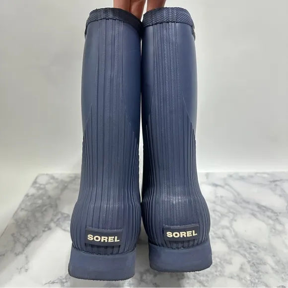 Sorel Women's Joan Rain Short matte blue mid calf water Boots size 10