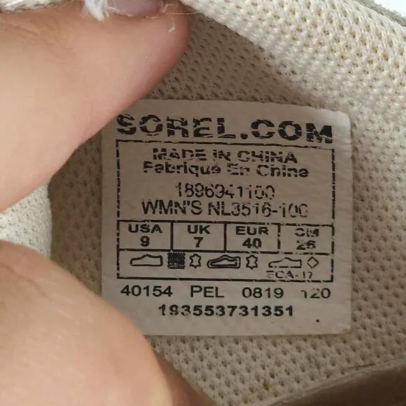 SOREL Women's Kinetic Lite US 9 White Cream Lace Up Fashion Sneaker Shoes
