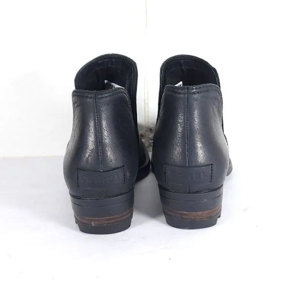 Sorel Women's Lolla US 8 Black Leather Cut-Out Ankle Booties Boots
