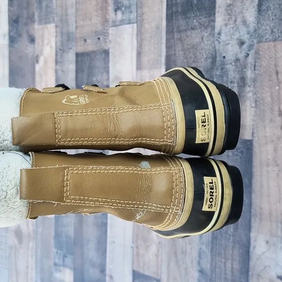 Sorel Yoot Pack Tan Wool lined Winter Snow Boots Youth Sz 1