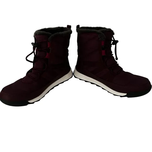 Sorel Youth Plum Burgundy Whitney II Short Lace Up Snow Boots RARE COLOR