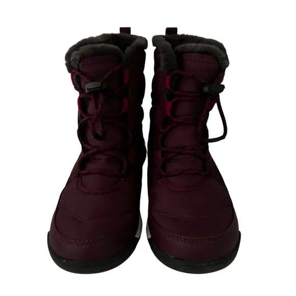 Sorel Youth Plum Burgundy Whitney II Short Lace Up Snow Boots RARE COLOR