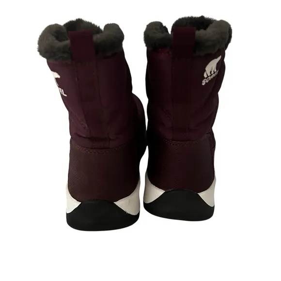 Sorel Youth Plum Burgundy Whitney II Short Lace Up Snow Boots RARE COLOR