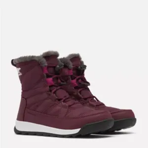Sorel Youth Plum Burgundy Whitney II Short Lace Up Snow Boots RARE COLOR