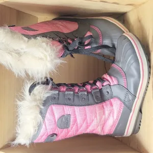 Sorel Youth Tofino II Faux Fur Winter Snow Boots Waterproof Pink Sz 3 NY2420-652