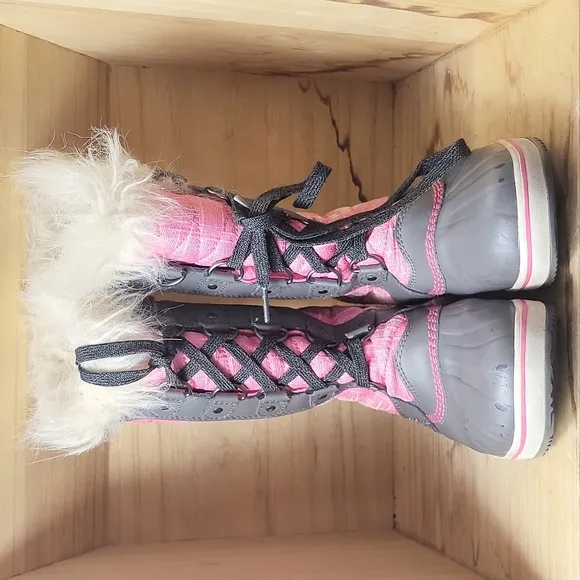 Sorel Youth Tofino II Faux Fur Winter Snow Boots Waterproof Pink Sz 3 NY2420-652