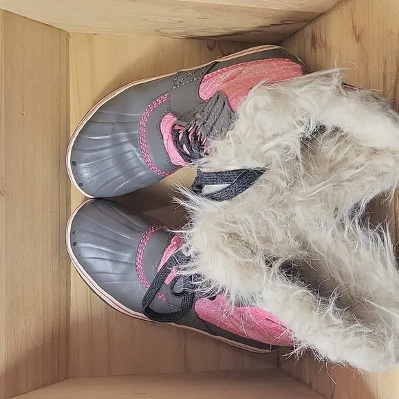 Sorel Youth Tofino II Faux Fur Winter Snow Boots Waterproof Pink Sz 3 NY2420-652