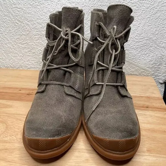 Sorel Toronto Women's Olive Suede Lace Up Wedge Ankle Bootie Boots Size 7