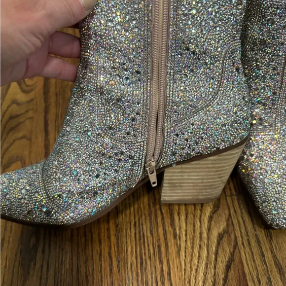 Sparkling Silver Ankle Boots