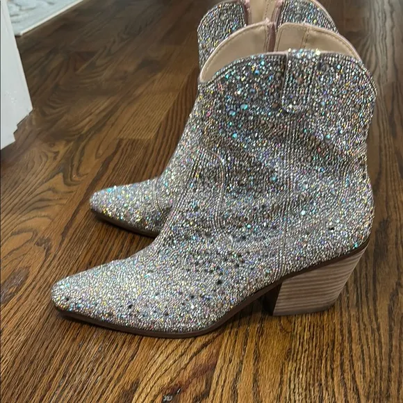 Sparkling Silver Ankle Boots