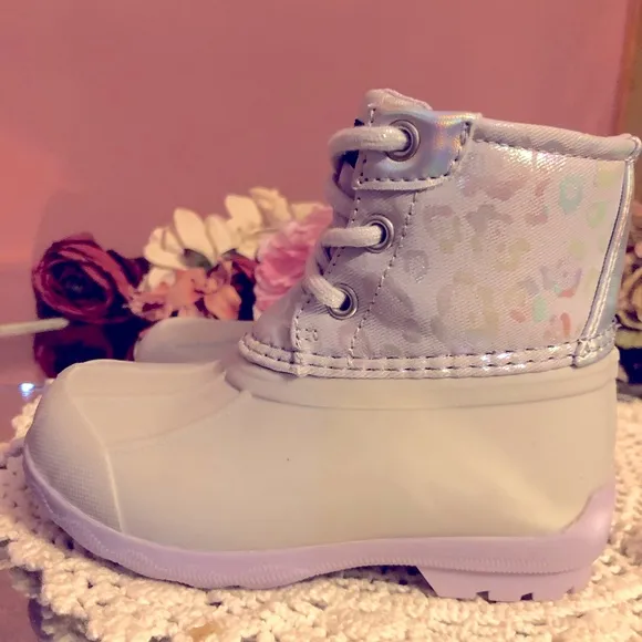 Sperry Gray and Purple Rain &amp; Snow Boots with Waterproof Design