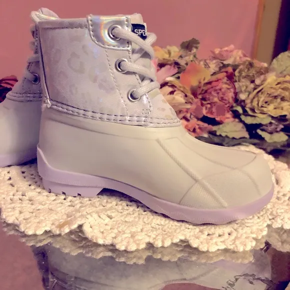 Sperry Gray and Purple Rain &amp; Snow Boots with Waterproof Design