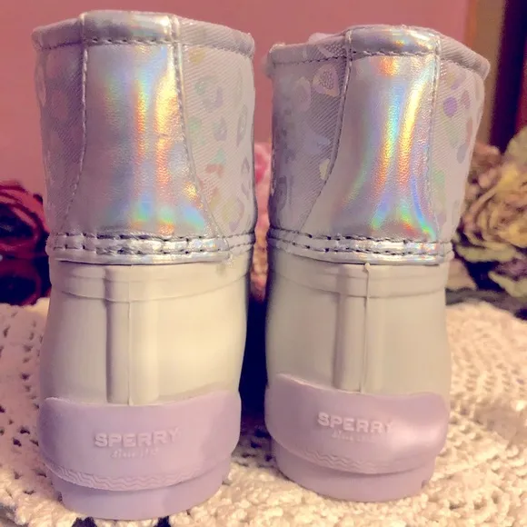 Sperry Gray and Purple Rain &amp; Snow Boots with Waterproof Design