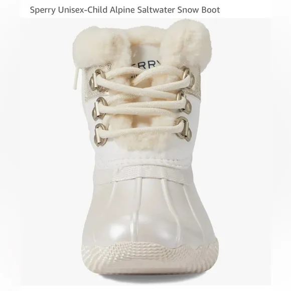 Sperry Saltwater Alpine Duck Boot in Cream White Child Size 2