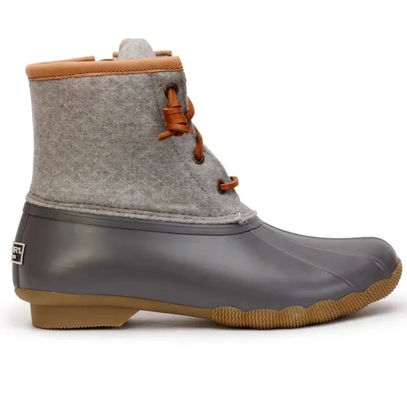 Sperry Womens Saltwater Wool Embossed Duck Boot in Grey size 9.5 Outdoor Snow