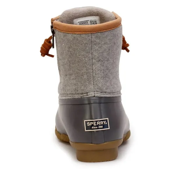 Sperry Womens Saltwater Wool Embossed Duck Boot in Grey size 9.5 Outdoor Snow