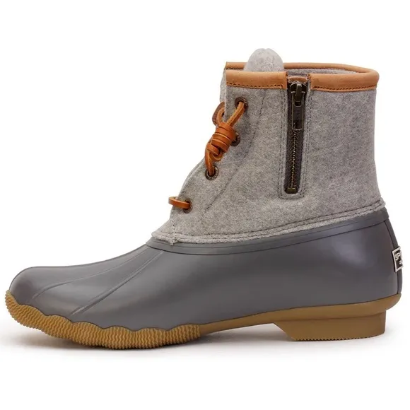 Sperry Womens Saltwater Wool Embossed Duck Boot in Grey size 9.5 Outdoor Snow