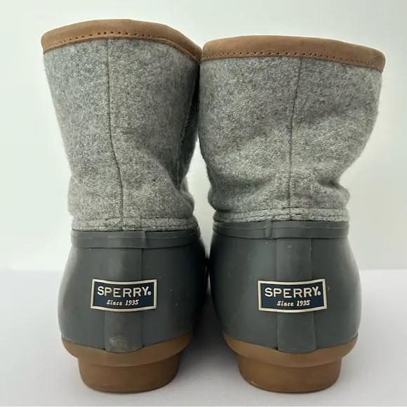 Sperry Womens Saltwater Wool Embossed Duck Boot in Grey size 9.5 Outdoor Snow