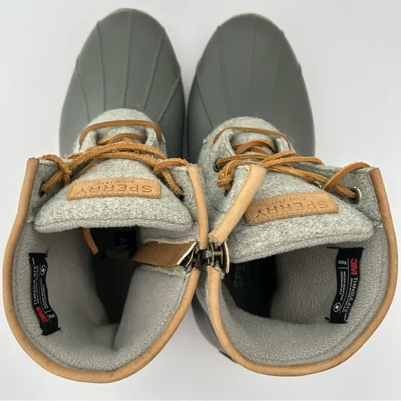 Sperry Womens Saltwater Wool Embossed Duck Boot in Grey size 9.5 Outdoor Snow