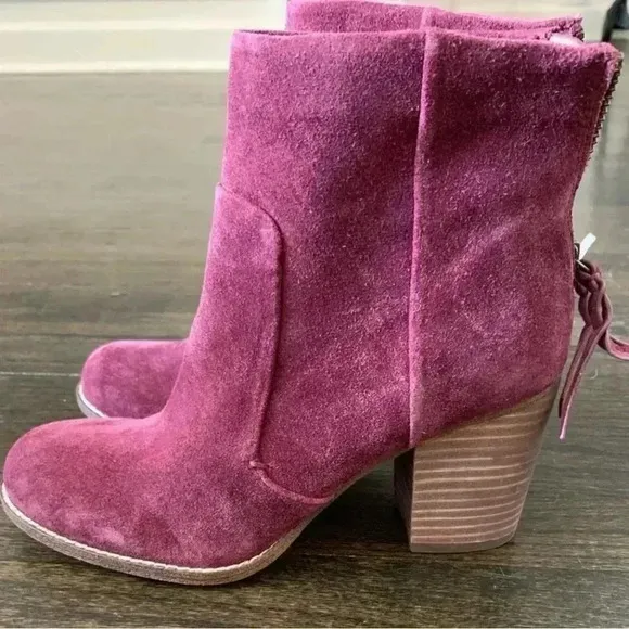 Splendid Women’s Burgundy Suede Leather Booties Boots Shoes Size 7.5