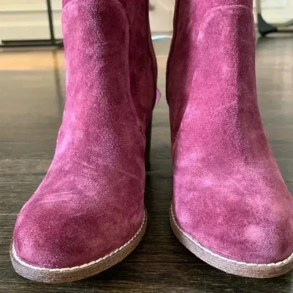 Splendid Women’s Burgundy Suede Leather Booties Boots Shoes Size 7.5