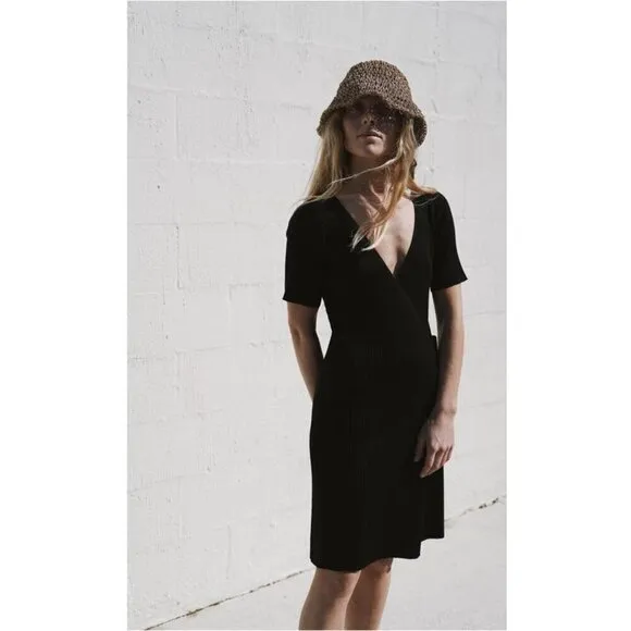 St. Agni Anais Wrap Dress In Black XL
