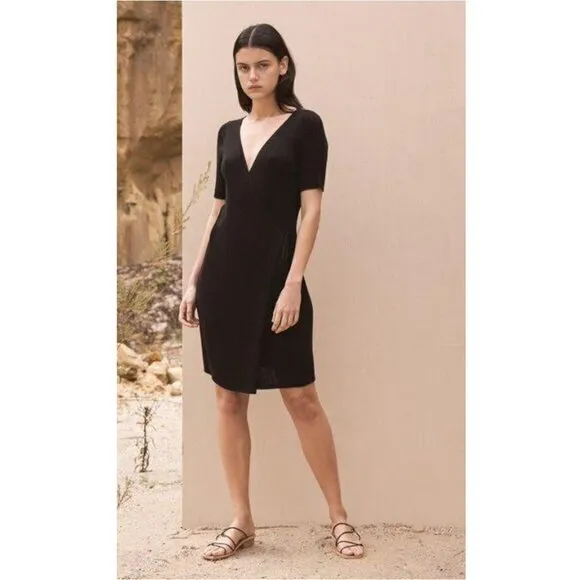 St. Agni Anais Wrap Dress In Black XL