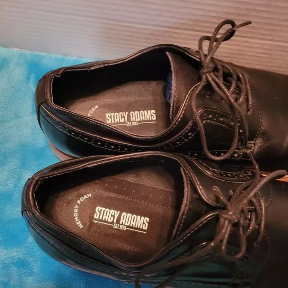 Stacy Adams Dickinson Cap Toe Oxford Memory Foam‎ Mens 12 Black Leather