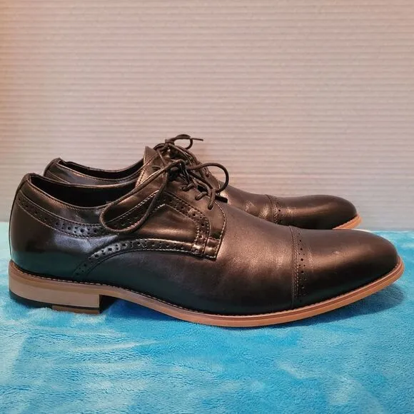 Stacy Adams Dickinson Cap Toe Oxford Memory Foam‎ Mens 12 Black Leather