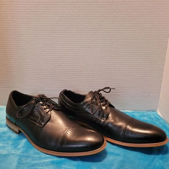 Stacy Adams Dickinson Cap Toe Oxford Memory Foam‎ Mens 12 Black Leather
